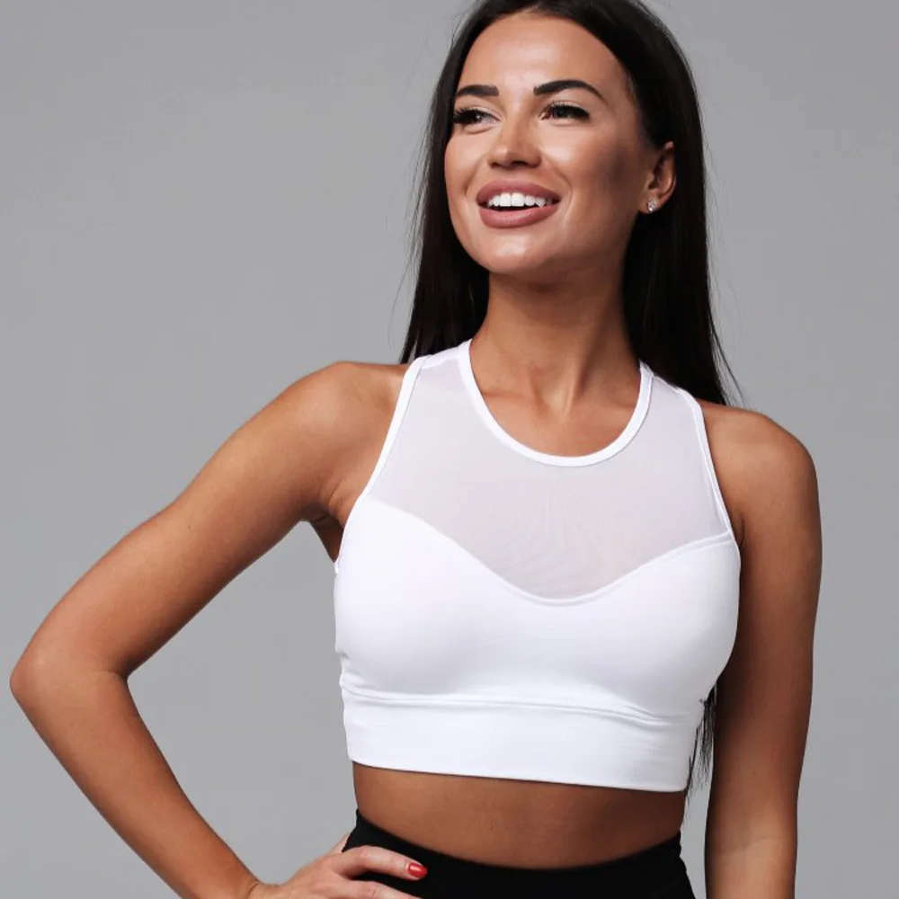 

New Freedom Summer Mesh Sports Bra Medium impact Removable pads Front mesh for optimal breathability body hugging fit yoga Bra