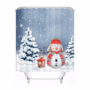 

Custom Christmas Snowman Bathroom Acceptable Shower Curtain Polyester Fabric Bathroom Curtain #180320-02-214