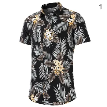 

Men Short Sleeve Shirts Beach Summer Digital Printed Tops Shirt for Party Holiday JL