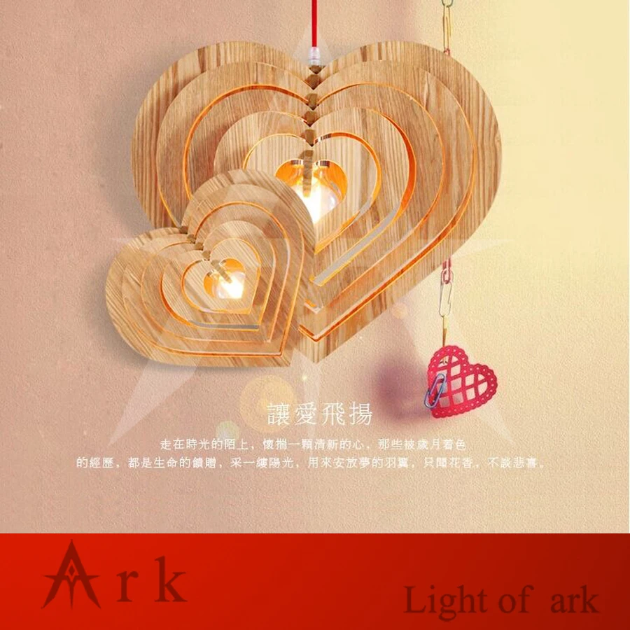 ARK LIGHT Modern lamps pendant lights Wood heart-shaped lamp restaurant bar coffee pendant lamps dining room kitchen drop light