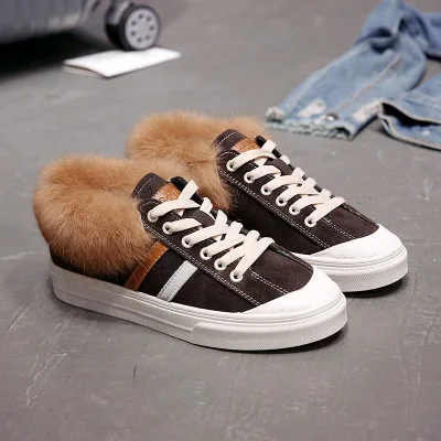 2019 winter fashion women's shoes warm shoes flat shoes non-slip round shoes