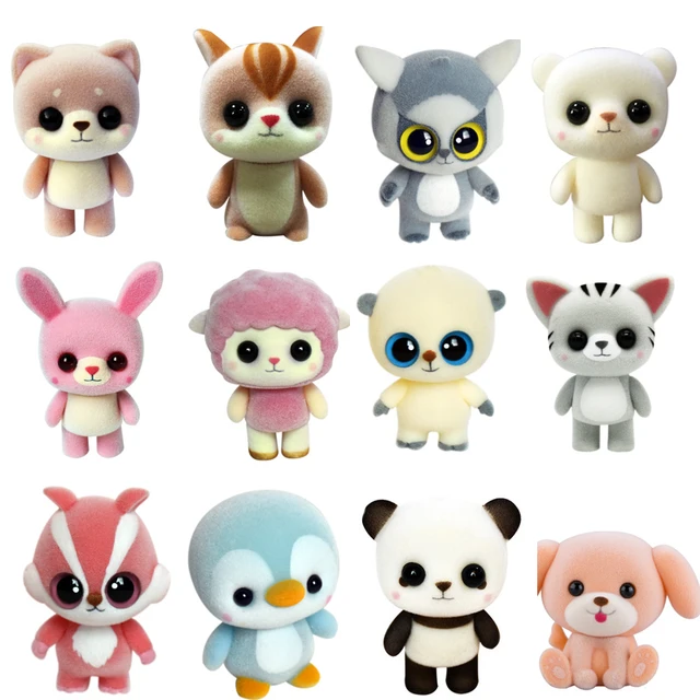 New Plastic Flocking Doll Cute Dog Duck Panda Sheep Penguin Children Plush Toy Novelty Gag Birthday Gift Toys for Kids Hobbies 1