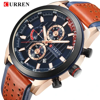 

CURREN Top Brand Luxury Watch Men Date display Leather Creative Quartz Wrist Watches Fashion Sport Male Clock Relogio Masculino