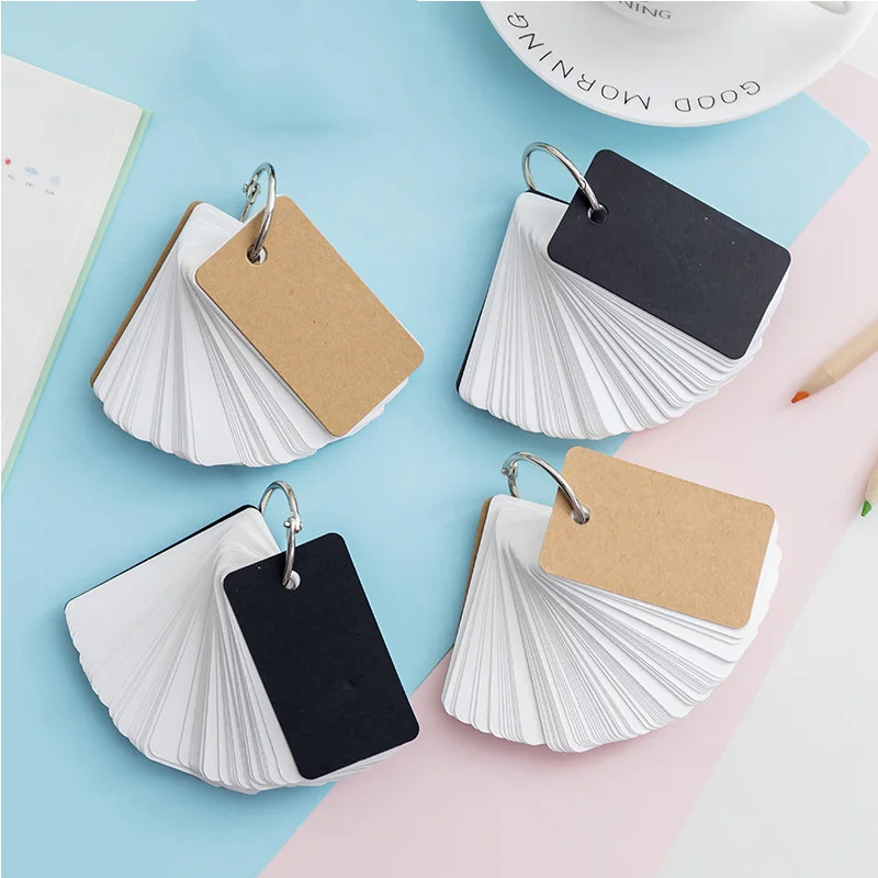 

Muji Blank Ring Buckle Memo Pad Note Mini Kawaii Word Cards Notepad Portable Memory Card Loose-leaf For Students School Supplies