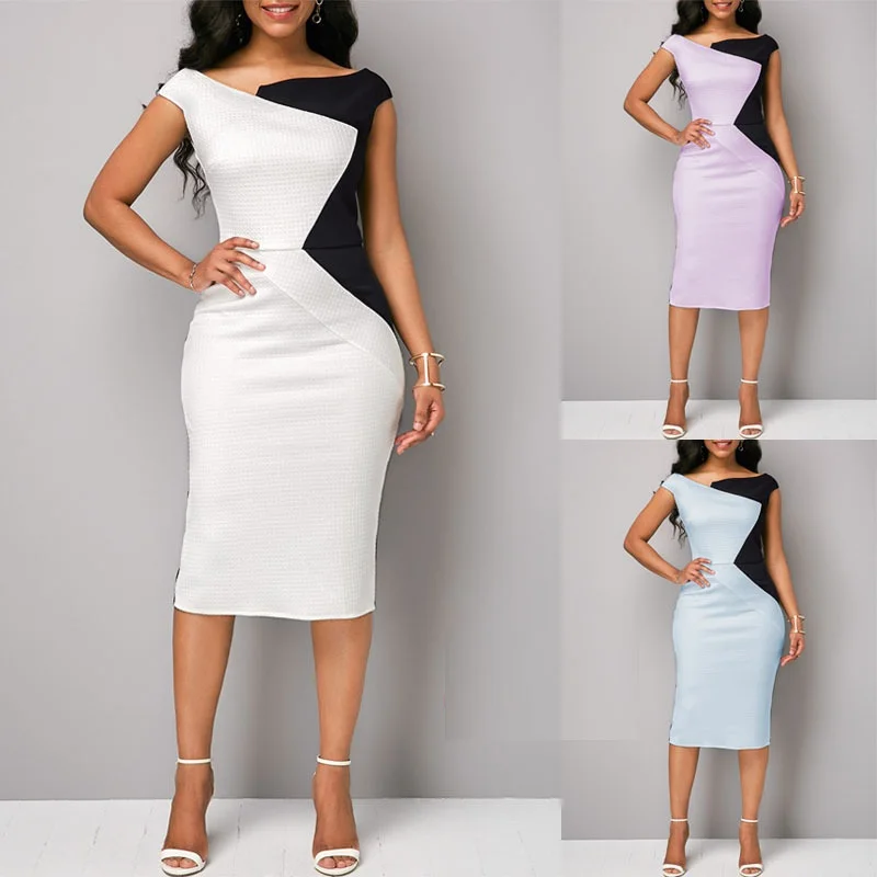 

2019 Fashion Women Friends Sexy Dress O-neck knee-length Irregular Hip Slim fit Bodycon dress Plus size Business attire Clothes
