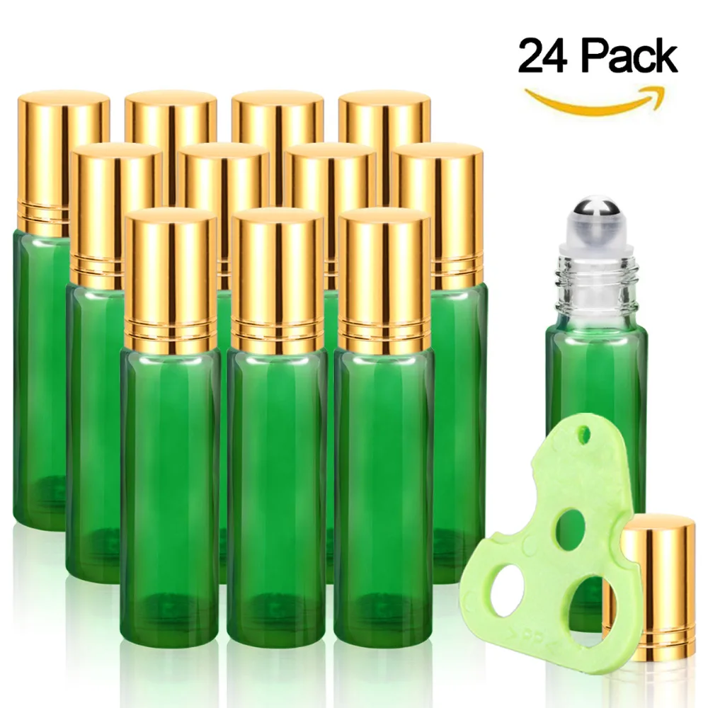 10ml Essential Oils Roller Bottles 24 Pack Glass Roll on Bottles with