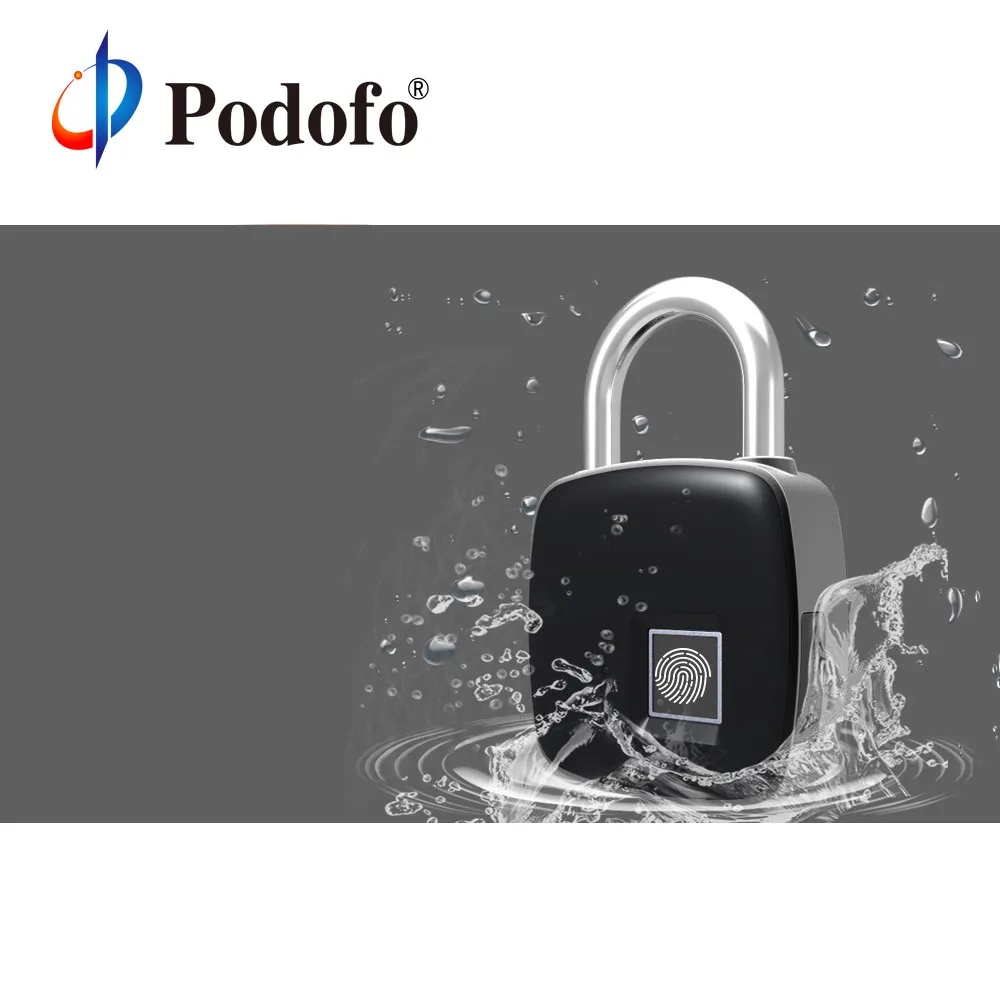 

Podofo USB Rechargeable Fingerprint Lock IP65 Smart Keyless Anti-Theft Electronic Home Security Padlock Door Luggage Case Lock