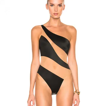 

Off Shoulder Swimwear Sexy Women Swimsuit For Mesh One Piece Bathing Suit Beachwear 2018 Summer Bodysuit