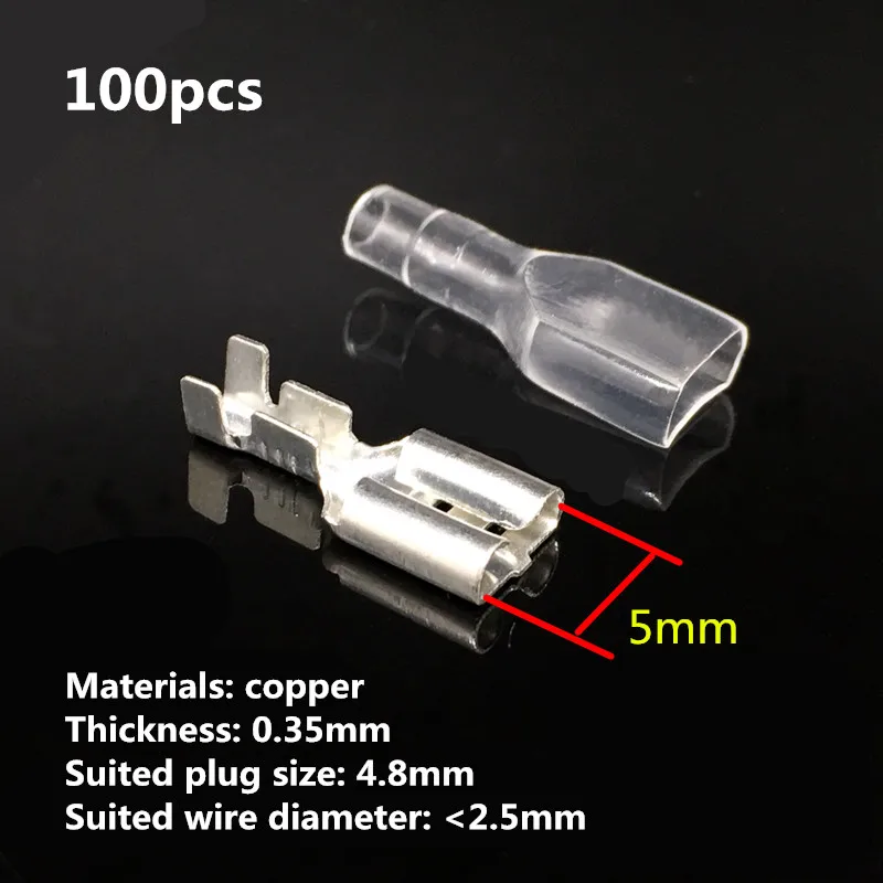 

100pcs/lot high quality 4.8mm connector electronic terminal electrical connectors can plug in and out free shipping