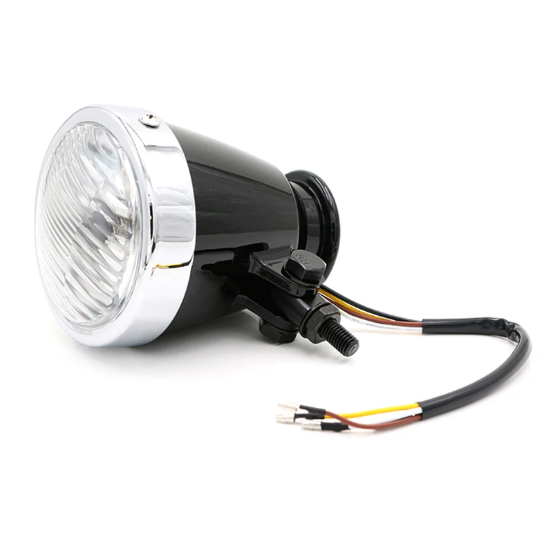 Nuoxintr 12V Motorcycle Headlight Lamp Metal Motocross Head Lamp For Harley Suzuki Cafe Racer Bobber Chopper