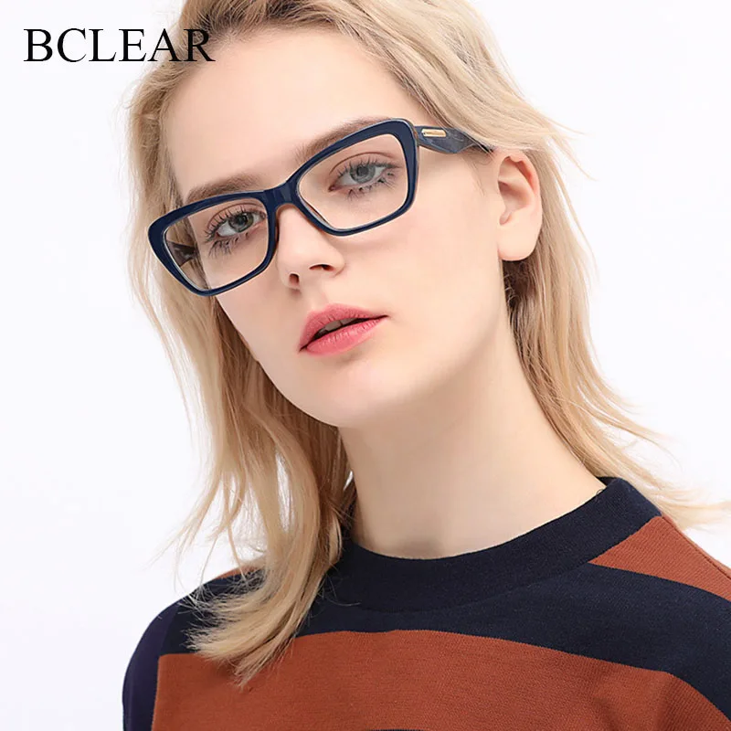 

BCLEAR 2019 New Arrival Women Optical Eyeglasses with Spring Hinges Fashion Lady Cat Eye Style Spectacle Eyewear Prescription