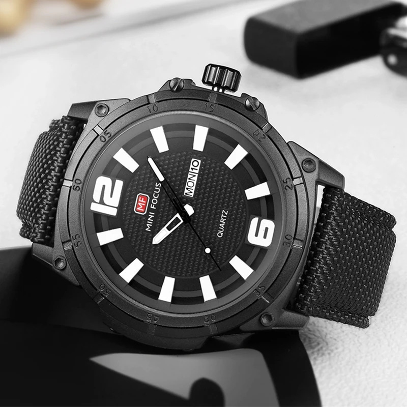 MINIFOCUS Fashion Men's Wristwatch Quartz Watches Luxury Brand Sport Watch Men Waterproof Black Nylon Strap Relogio Masculino MINIFOCUS Fashion Men's Wristwatch Quartz Watches Luxury Brand Sport Watch Men Waterproof Black Nylon Strap Relogio Masculino