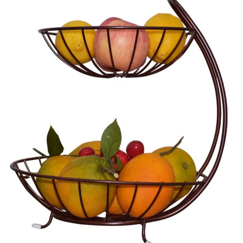 Домашний декор 2 яруса подставка для фруктовой корзины из нержавеющей стали лоток модный стиль кухонный, для овощей ёмкость для хранения держатель для лимона