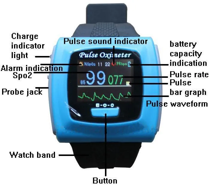 CE FDA CMS50F Wrist Pulse Oximeter, Spo2 Monitor Daily And Overnight Sleep oximetro