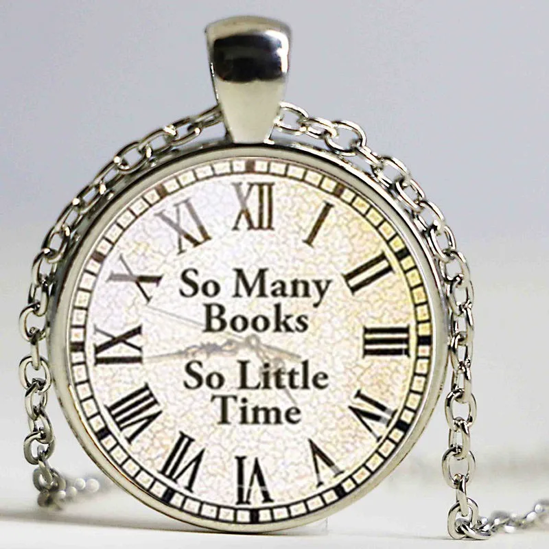 BOOK LOVER NECKLACE Book Worm Pendant silver clock necklaces personality glass pendant necklace jewelry