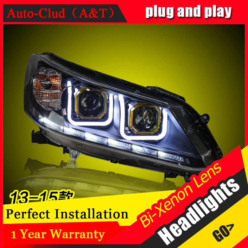 

Car Styling For Honda Accord 9 led headlights For Accord head lamp Angel eye led DRL front light Bi-Xenon Lens xenon HID KIT