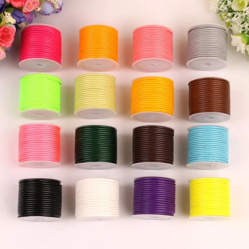 DIY Wax Line Round Teabag Waxed Cotton Hand Made 2mm Necklace Rope Hand Knitting Cord 1 Roll String Beading Thread