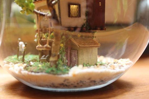 B001 самодельный стеклянный шар модель кукольного домика строительные наборы деревянная мини-Миниатюра ручной работы кукольный домик мини-остров лес мечта