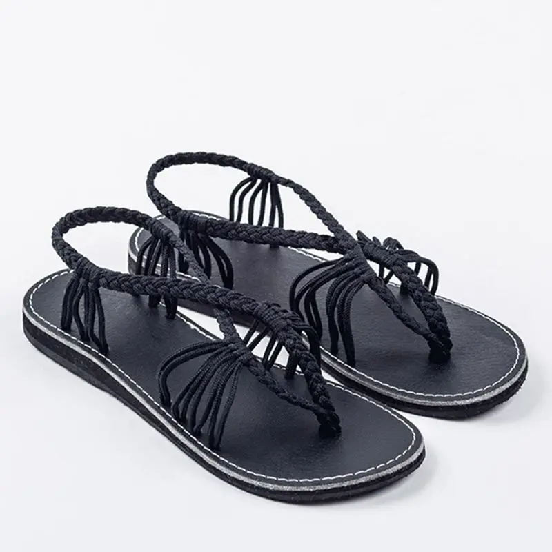 Summer fashion hand-knit flat sandals, fashion wild casual non-slip ladies sandals 2019 new Lightweight and comfortable women's Summer fashion hand-knit flat sandals, fashion wild casual non-slip ladies sandals 2019 new Lightweight and comfortable women's