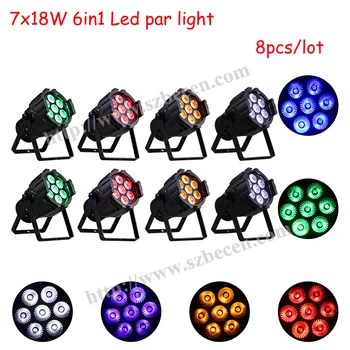 

Tax paid no fee 8pcs 7x18w rgbwa uv 6in1 mini led par can light dmx 512 dj wash lighting stage light
