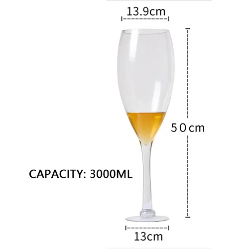50 см творческий негабаритный бокал для шампанского красное вино бокал ktv большая емкость пивная стеклянная чашка украшение дома отеля, чашка - Цвет: Прозрачный