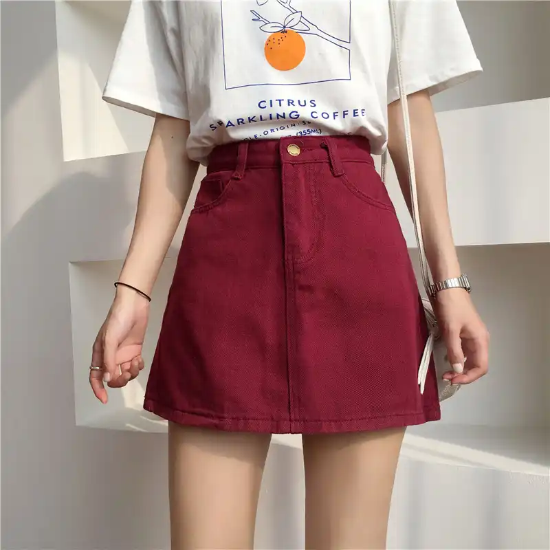red sold jeans