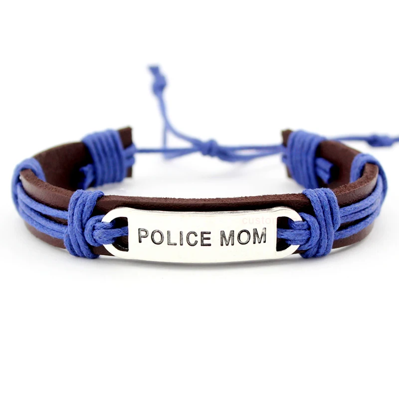 

Thin Blue Line Fire Mom Wife Dogs Paw Turtle Tortoise Scissors Skull Arrow Charm Wax Leather Bracelets Women Men Jewelry Gift