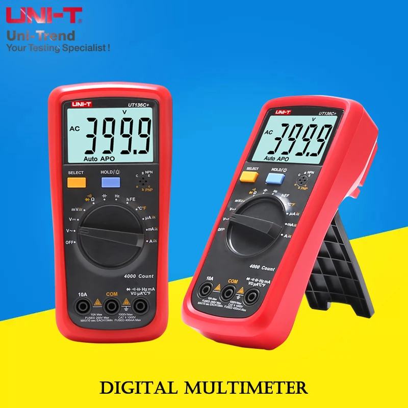 

UNI-T UT136C+/UT136B+Autoranging Digital Multimeter;Digital Hold/Automatic Shutdown/Temperature Test