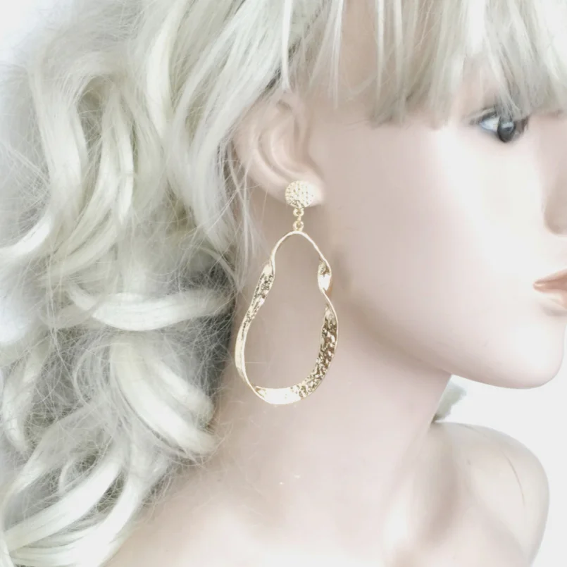 MANILAI Irregular Golden & Silver Colors Metal Big Drop Dangle Earrings Women Fashion Vintage Statement Earings Brincos Gift