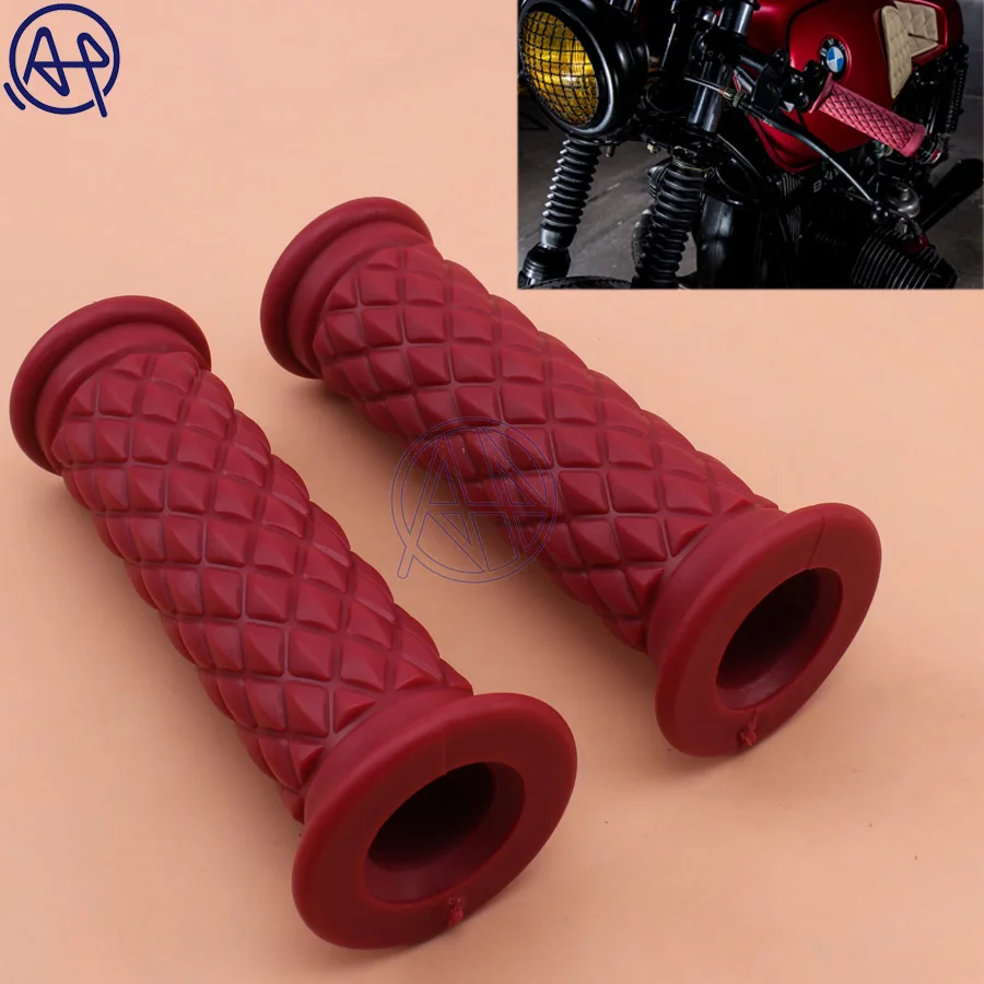 

7/8'' Retro Vintage Red Hand Grip Handlebar for Honda Suzuki Kawasaki Triumph Royal Enfield Cafe Racer Bobber Clubman Custom