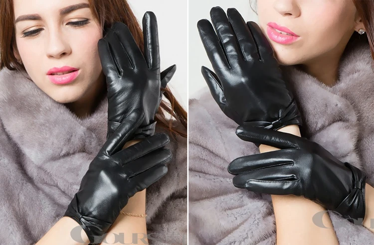 Женские кожаные перчатки Gours, черные перчатки из натуральной козьей кожи, с возможностью работы с сенсорным экраном, GSL002, зима