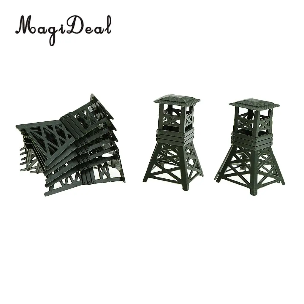 10Pcs/Set Military Watch Tower 9cm Model Plastic Toy Soldier Army Men Accs for Wargame Scenery Building Boys Toys