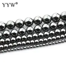 

YYW Natural Stone Round Hematite Beads 4mm 6mm 8mm 10mm 12mm Pick Size Smooth Spacer Beads For Jewelry Making Long Strand 15inch