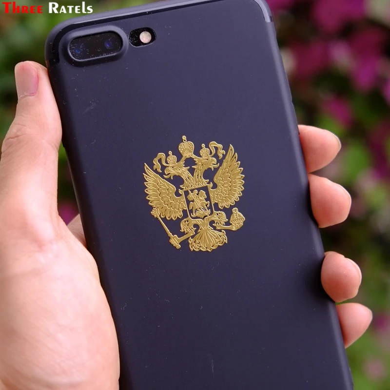 ثلاثة Ratels MT-001XS 4*3.4 سنتيمتر معطف من الأسلحة من روسيا النيكل المعادن الشارات الاتحاد الروسي سيارة ملصقات ل الهاتف المحمول