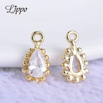 

20pcs Gold Color Water Drop Charms Pendant Jewelry Connector For DIY Zircon Drop Earring Accessories