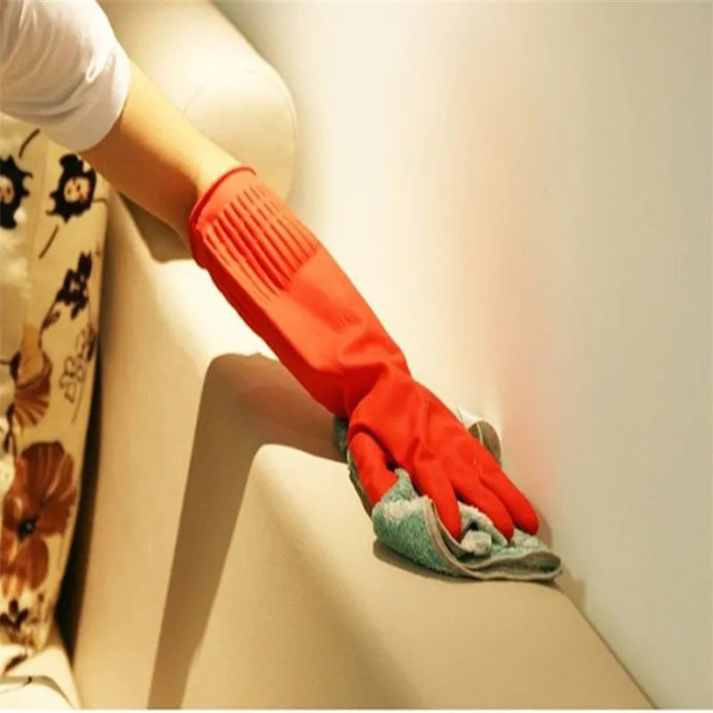 Nuevo fabuloso caucho látex lavado Limpieza largo Guantes guante de cocina para el hogar complementos guante de limpieza venta caliente