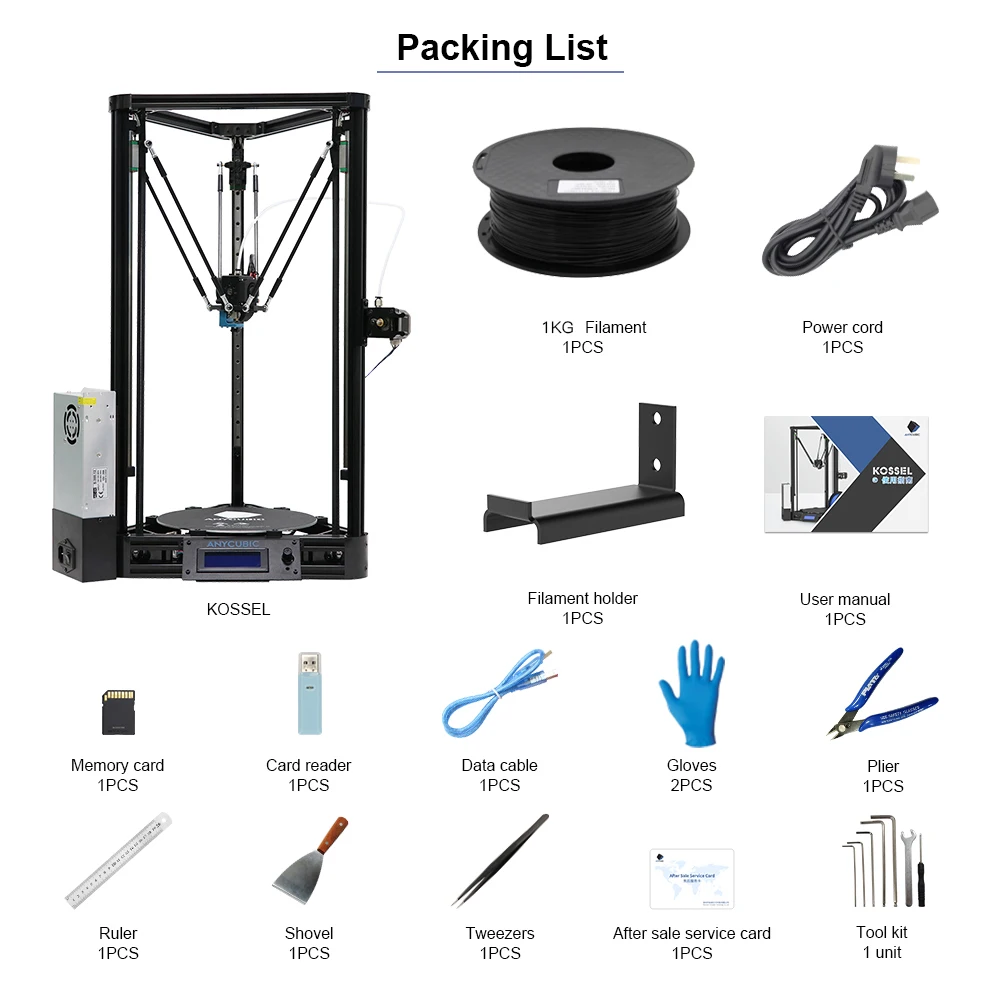 Комплект для сборки 3D принтера Anycubic Kossel наполовину собранный линейный принтер с