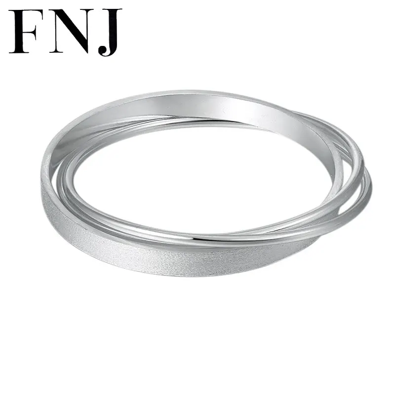 

FNJ Wrap Bangle 925 Silver Size 58mm 60mm diameter of one Circle Original S925 Sterling Silver Bangles for Women Jewelry