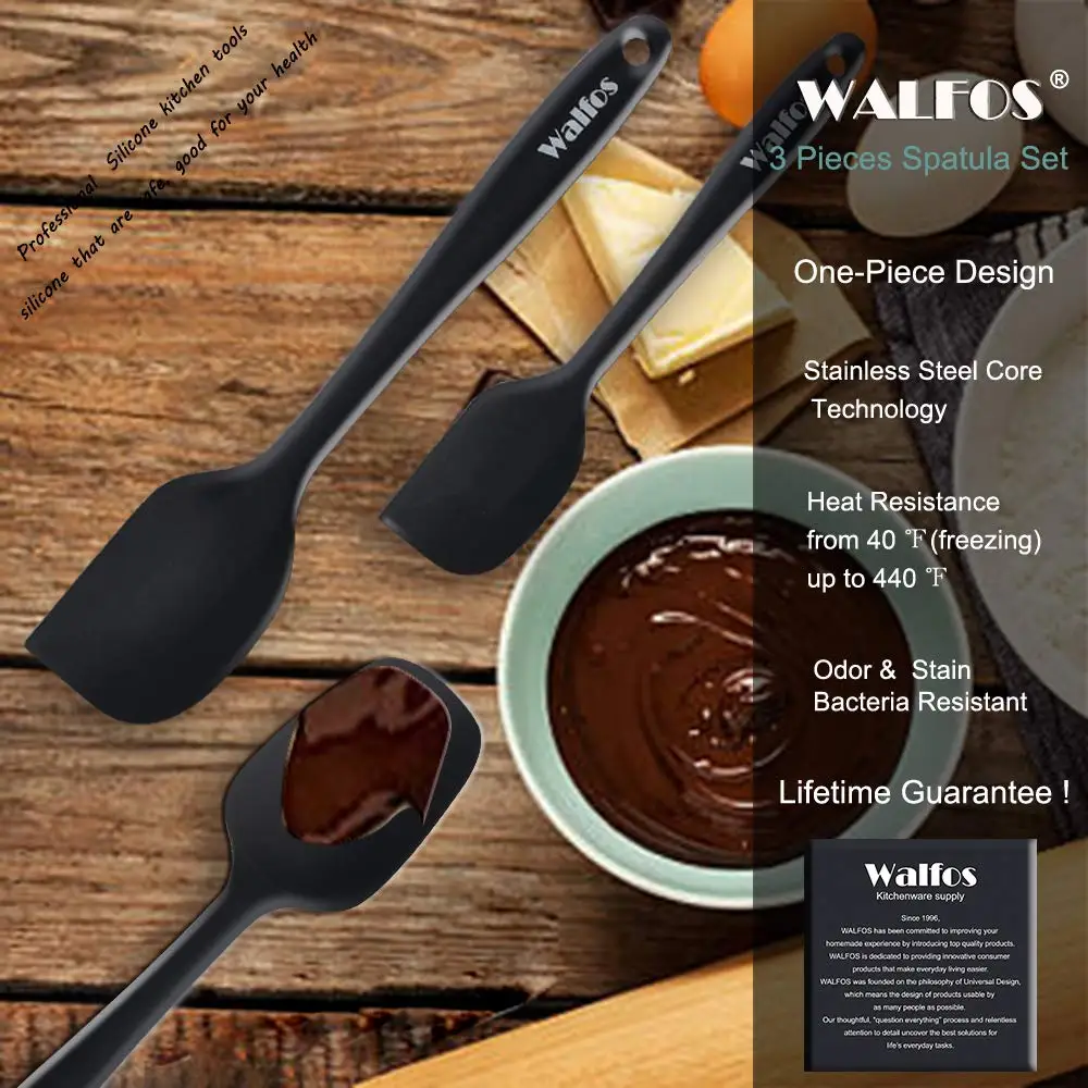 WALFOS набор из 3 термостойких силиконовых кухонных инструментов, набор кухонных принадлежностей, инструменты для выпечки, инструменты для выпечки, лопатка, ложка, Тернер, аксессуары