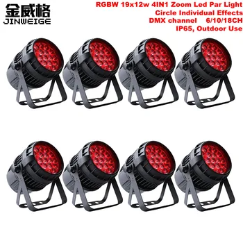 

Free Shipping 8pcs/lot Zoom 4IN1 RGBW 19*12w Led Par Lights Outdoor DMX512 6/10/18CH Stage Disco Bar DJ Light