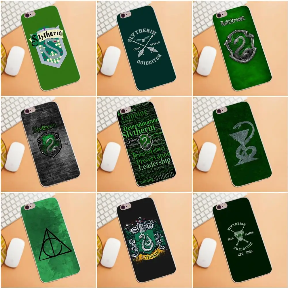 

For iPhone 4 4S 5 5C SE 6 6S 7 8 Plus X HTC Desire 628 630 816 820 One A9 M7 M8 M9 M10 Soft Covers Cases Slytherin Necktie Style