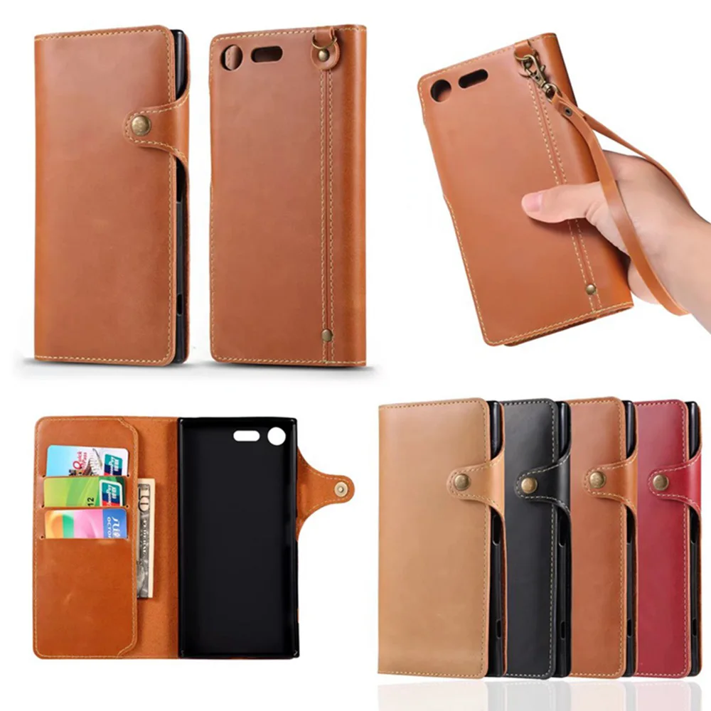 Luxury PU Leather with Button Flip Full Body Cover Case Card Slots for Sony Xperia XA XP X Premium Compact XZ | Мобильные телефоны