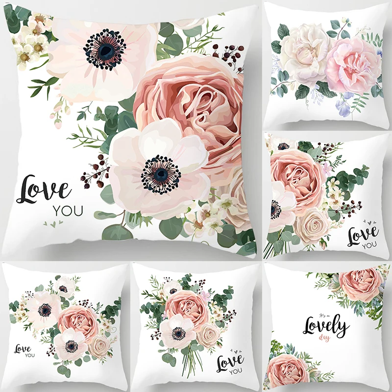 

2019 Flower Decorative Cushion Cover Throw Pillowcase Square Pillow Cover Home Decorative Pillow Case Cushion Cover 45*45Cm