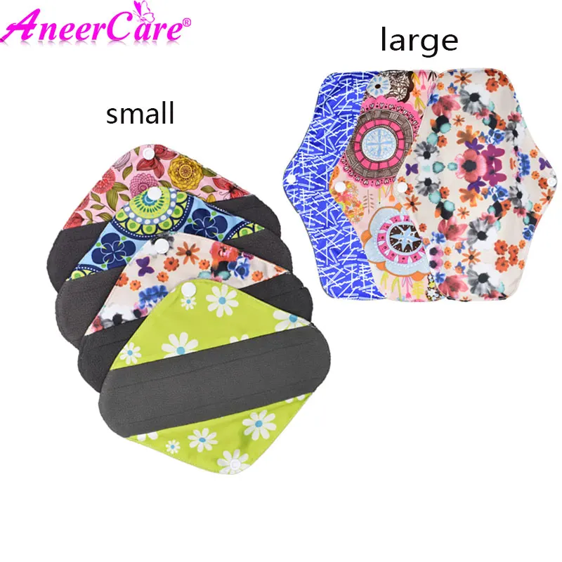 

5pcs Printed sanitary napkins, washable pads, menstrual pads reusable bamboo washable sanitary napkins absorbent panty liner