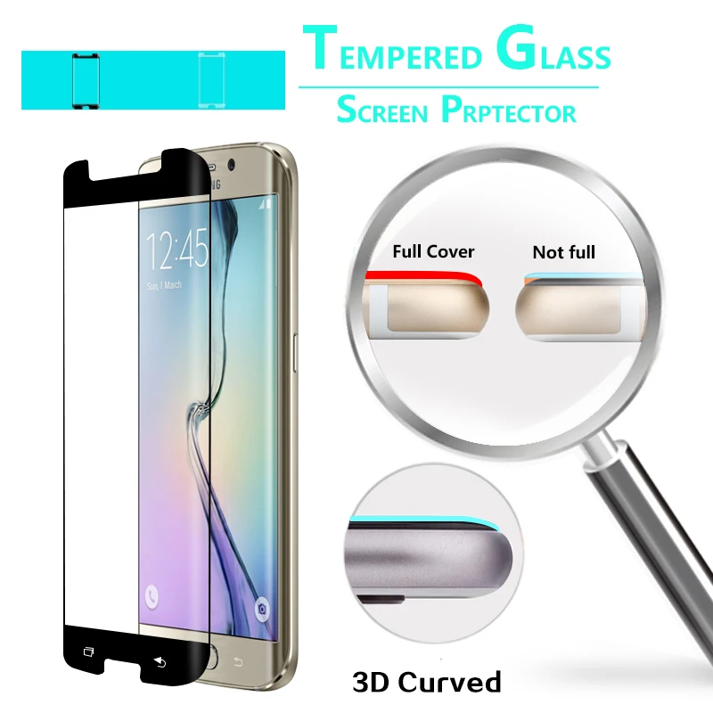 Фото Закаленное стекло для Samsung S6 EDGE SM-G925F G9250, полное покрытие, изогнутая 3D пленка, защитная пленка для экрана с инструментами для очистки №2
