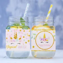 24pcs/pack Unicorn Bottle Stickers Baby Shower Unicorn Party Decoration Birthday Party Supplies Unicorn Bottle Label Stickers