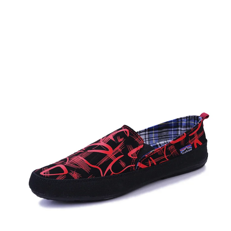 Мужская обувь летние Лоферы новые дышащие парусиновые туфли Высокое качество Повседневная обувь модные легкие мужские кроссовки - Цвет: Red