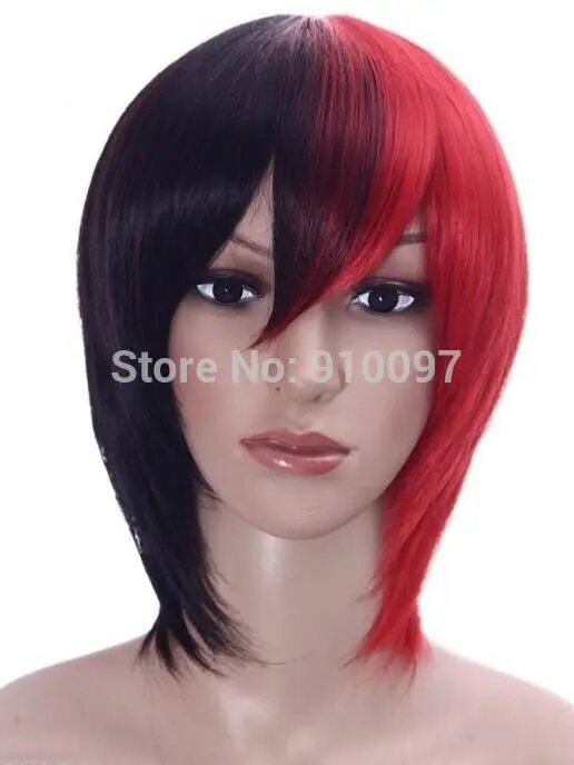 LHX002085P &amp P&gt&gt Последние Новые Короткие Красные и Черные женщины волосы Парик |