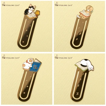 

12 pcs/Lot Metal iron bookmark for books Cute cat bookmarks Paper clip Stationery Office accessories School supplies A6130