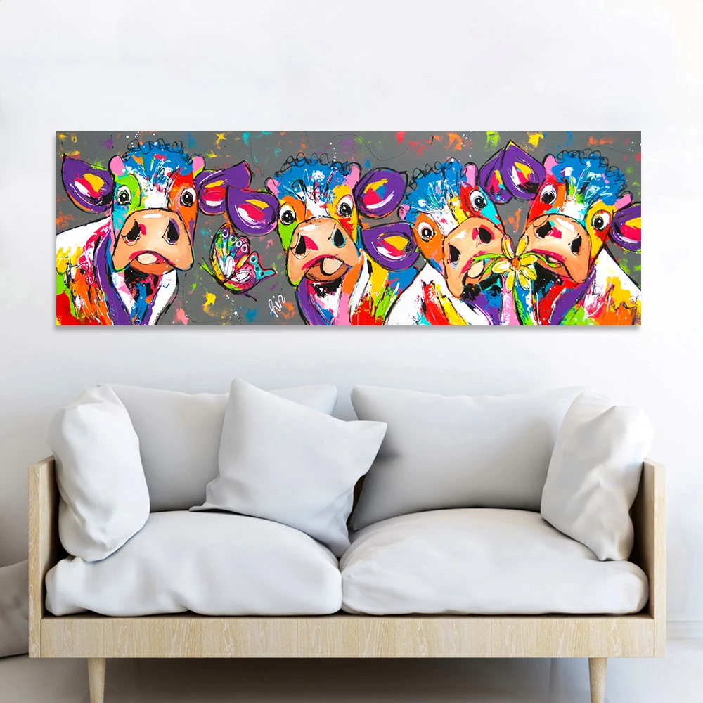 HDARTISAN Vrolijk Schilderij настенная живопись на холсте картина с изображением животных плакат печать Корова картина домашний Декор без рамки